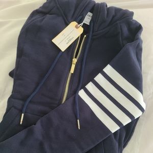 NWT Thom Browne zip up hoodie navy 42